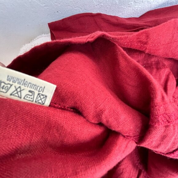 MR Natural Collection Womens Blouse Top Size 40/42 Red Pullover Cowl Neck Linen - Picture 5 of 7